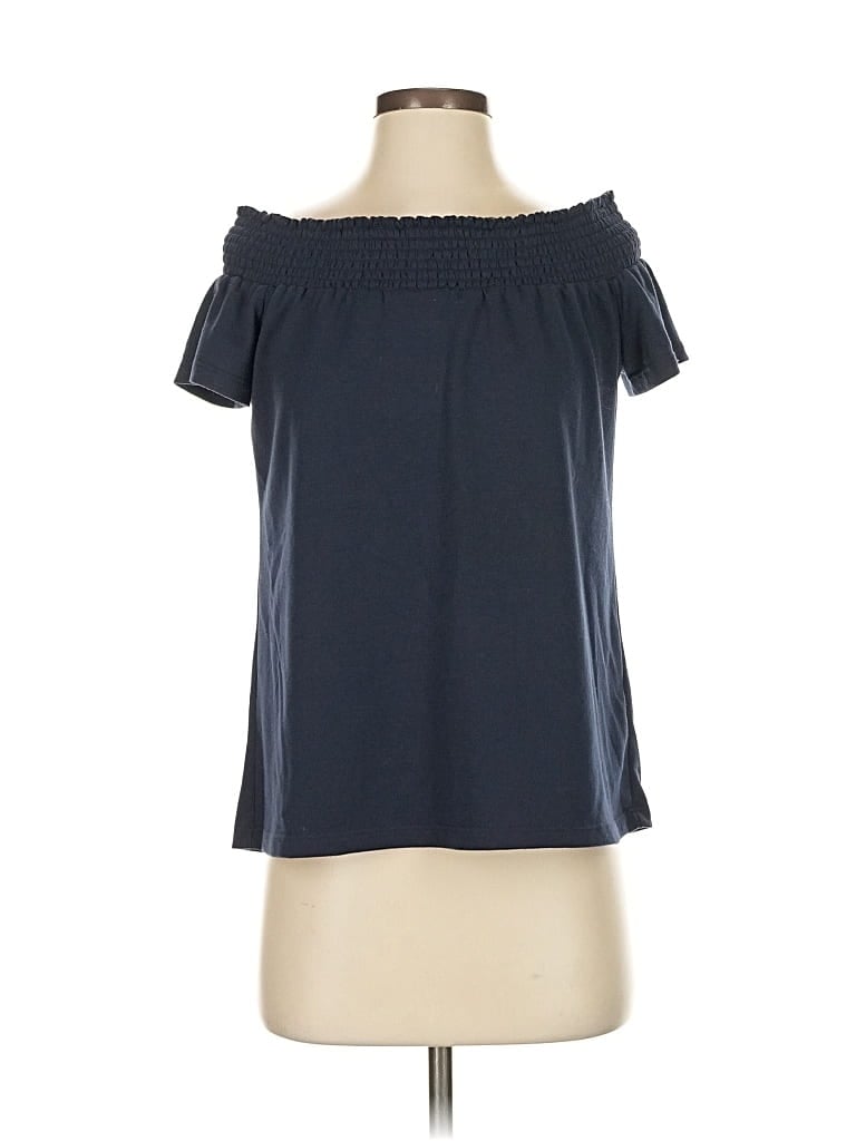 Pre-owned Drew Short Sleeve Blouse In Blue