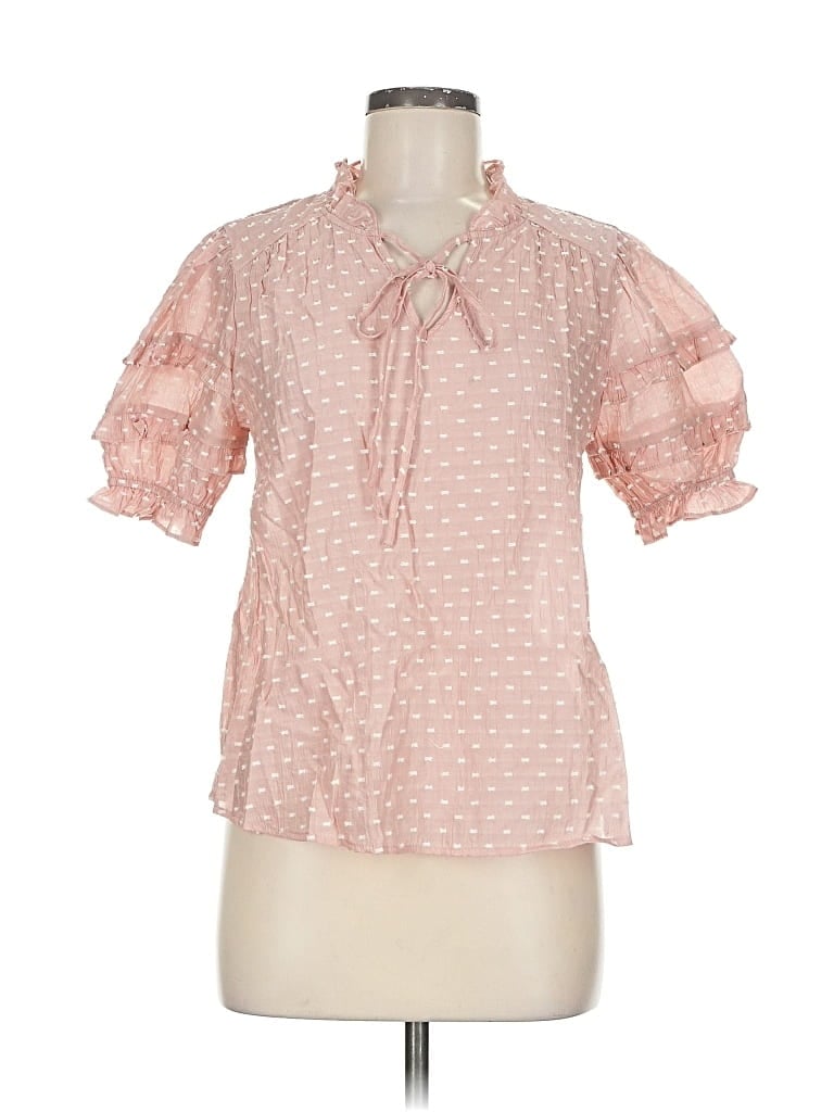 By The River Short Sleeve Blouse In Pink