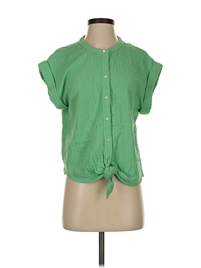 Pre-owned Ann Taylor Loft Outlet Short Sleeve Blouse In Green
