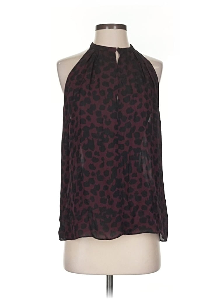 Pre-owned A.l.c Sleeveless Silk Top Burgundy Halter Neckline Tops