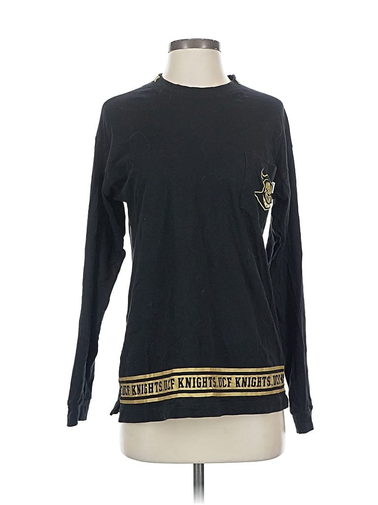 Pre-owned Victoria's Secret Pink Long Sleeve T-shirt In Black