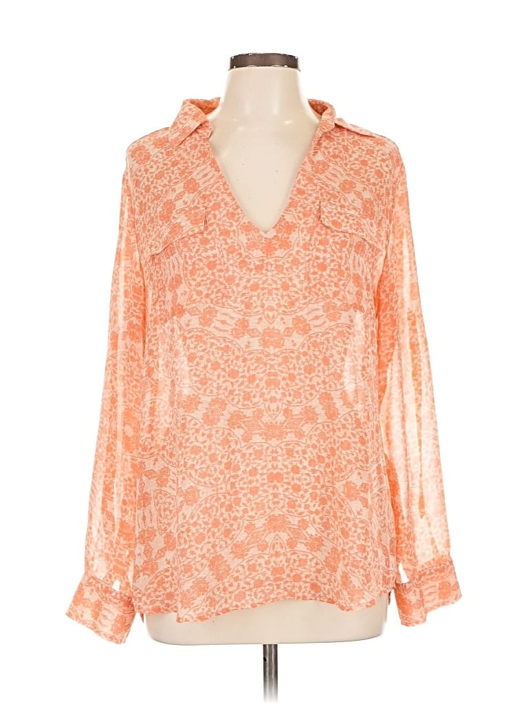 Click to view more detailed imagery on our partner's website Pre-owned New York And Company Long Sleeve Blouse In Orange