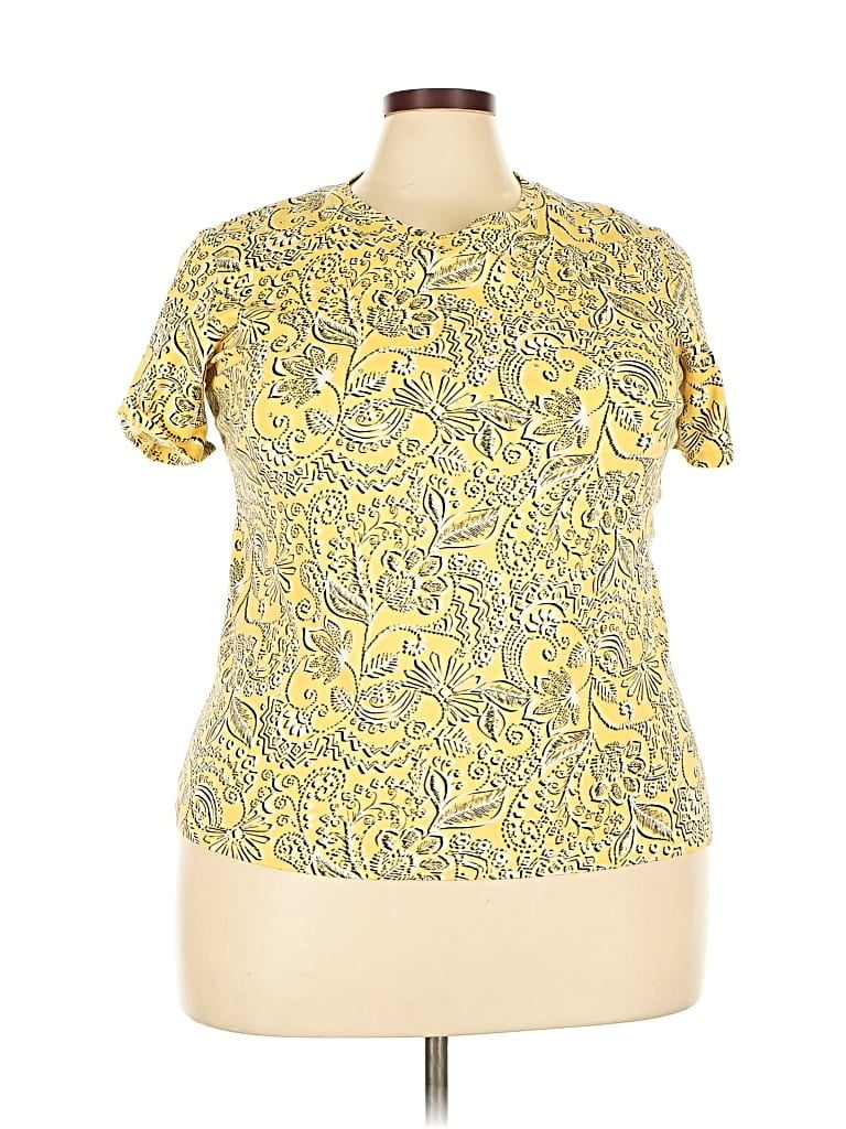 Pre-owned Rafaella Short Sleeve T-shirt In Yellow