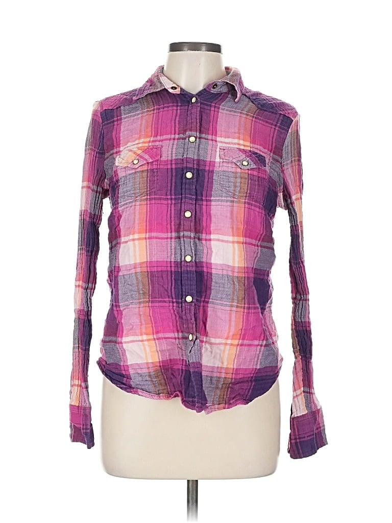 Pre-owned American Eagle Outfitters Long Sleeve Button Down Shirt In Purple