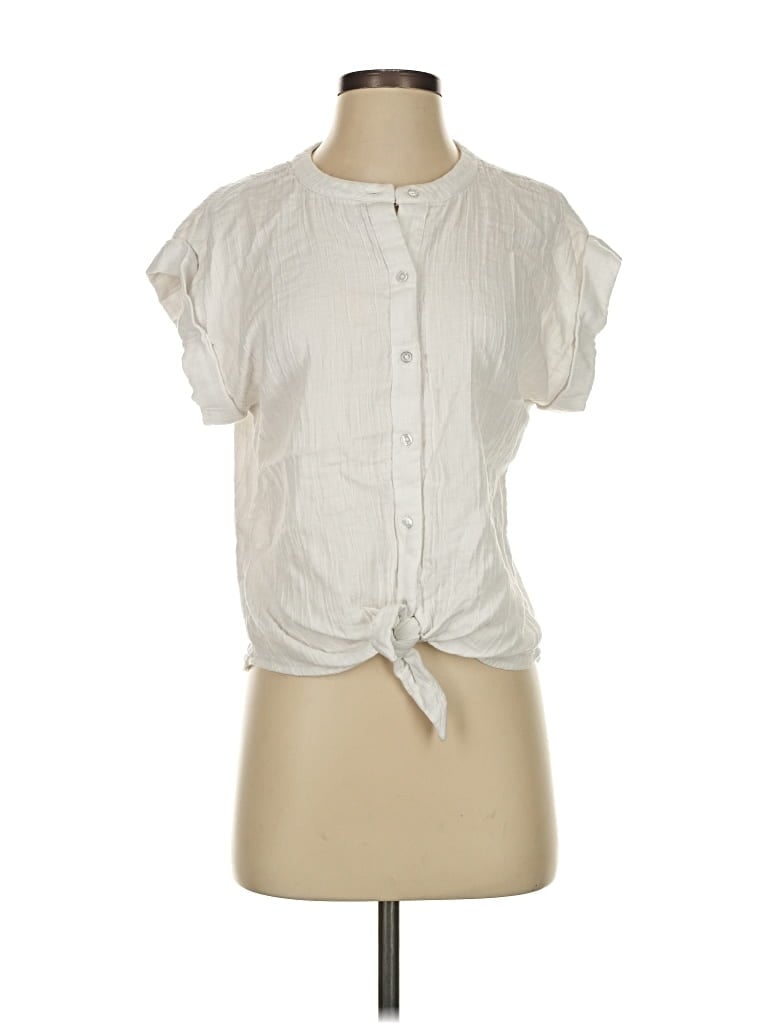 Pre-owned Ann Taylor Loft Outlet Short Sleeve Blouse In White
