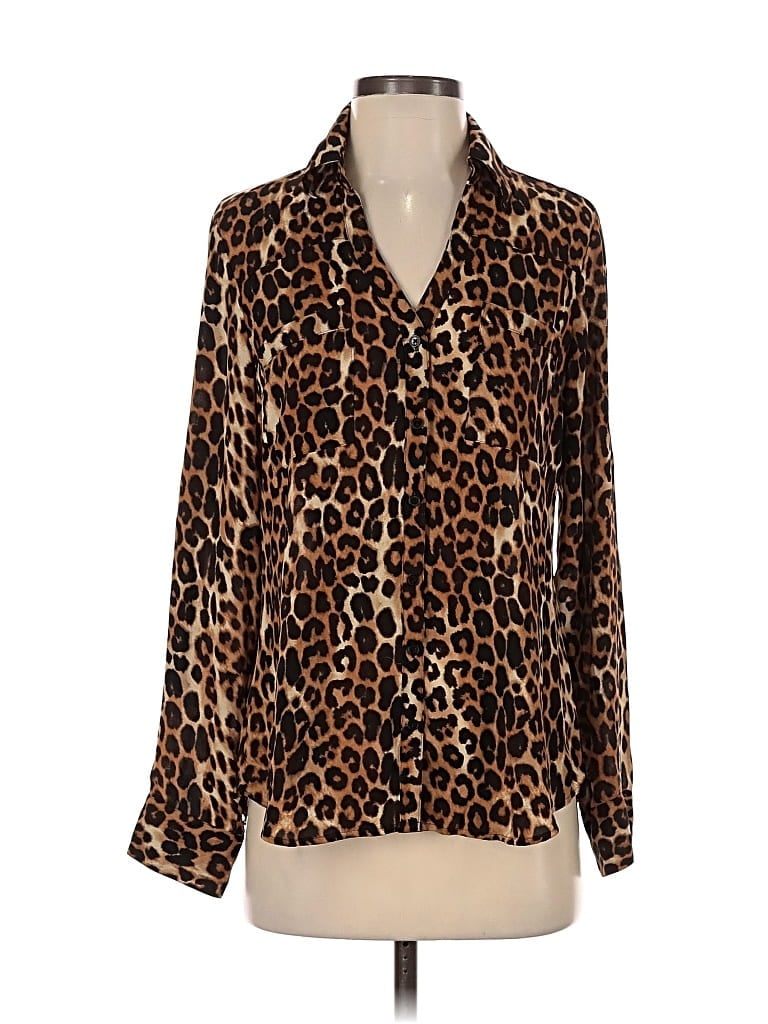 Pre-owned Express Long Sleeve Blouse In Brown