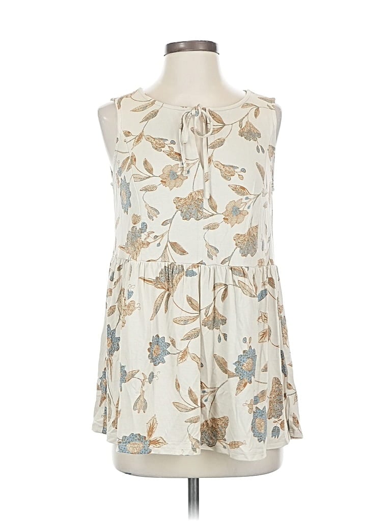 Pre-owned Wonderly Tank Top Ivory Halter Neckline Tops In White