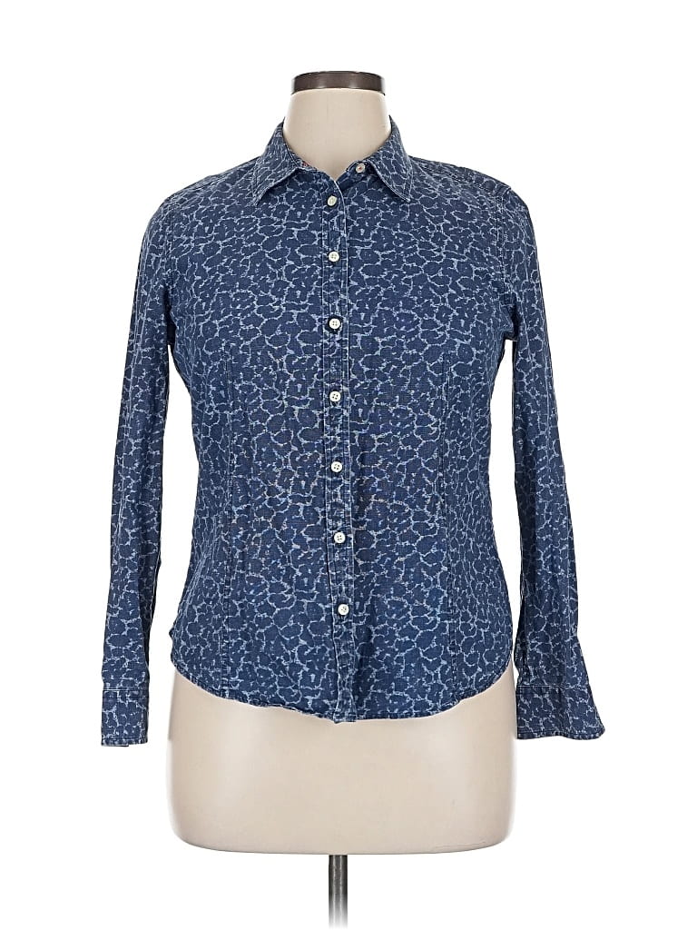 Pre-owned Talbots Long Sleeve Button Down Shirt In Blue