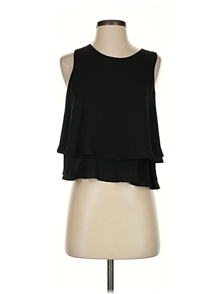 Pre-owned Zara Basic Sleeveless Blouse In Black