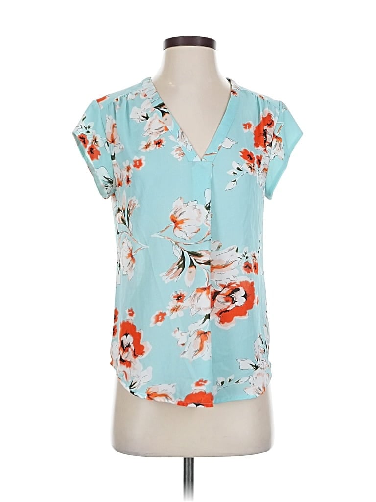 Pre-owned Fun2fun Short Sleeve Blouse In Blue