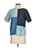 Won Hundred 100% Cotton Color Block Blue Short Sleeve Blouse Size 2 - photo 1