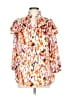 Unbranded 100% Polyester Orange White 3/4 Sleeve Blouse Size L - photo 1