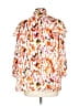 Unbranded 100% Polyester Orange White 3/4 Sleeve Blouse Size L - photo 2