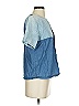 Won Hundred 100% Cotton Color Block Blue Short Sleeve Blouse Size 2 - photo 4