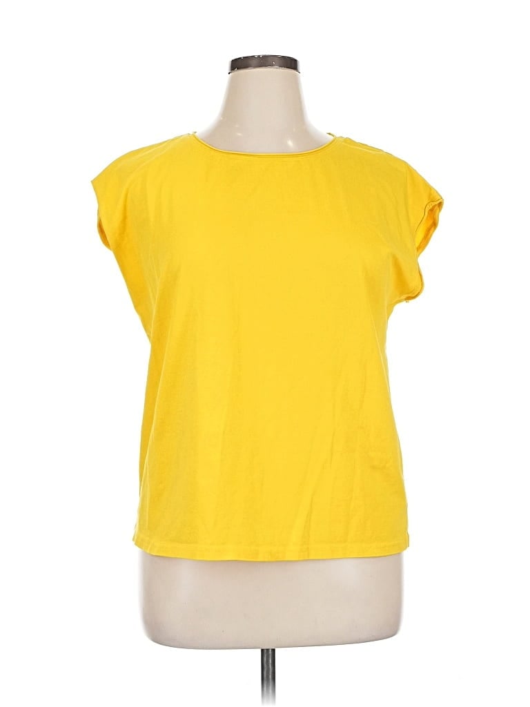 Pre-owned Emery Rose Short Sleeve Top Yellow Boatneck Tops
