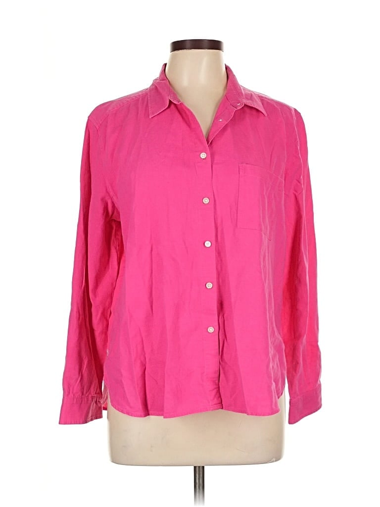 Pre-owned Ann Taylor Loft 3/4 Sleeve Button Down Shirt In Pink