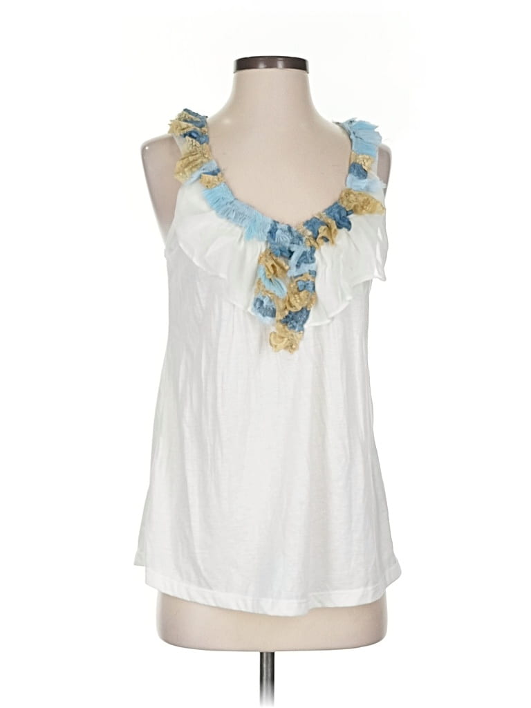 Pre-owned One September Sleeveless Blouse In White