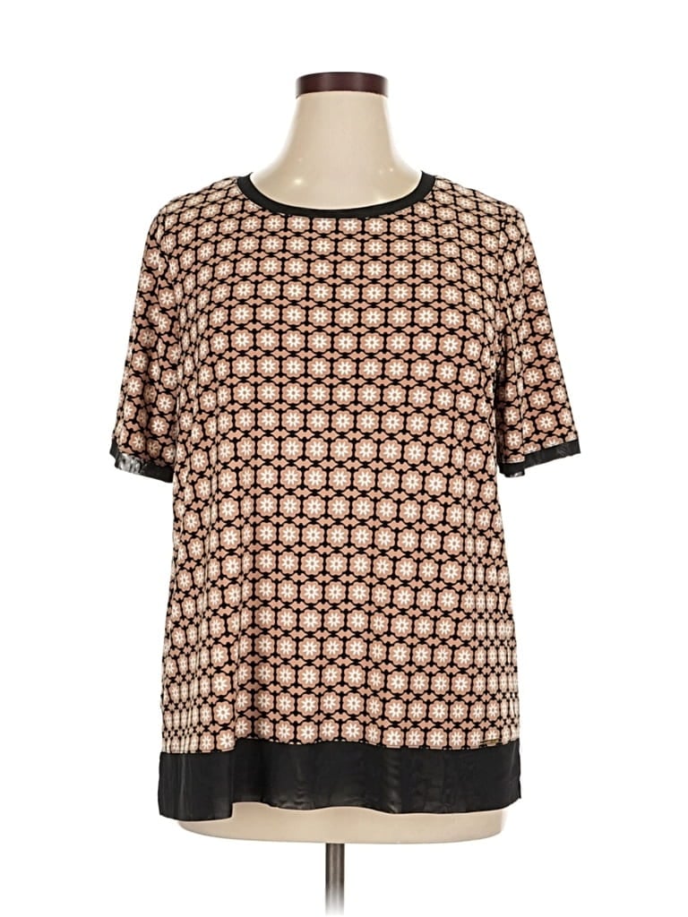 Pre-owned Anne Klein Short Sleeve Blouse In Brown