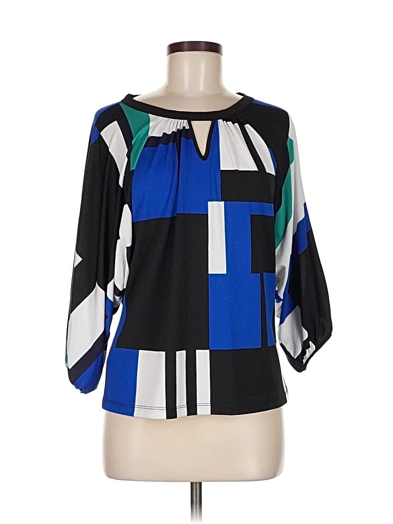 Pre-owned New York And Company 3/4 Sleeve Blouse In Blue