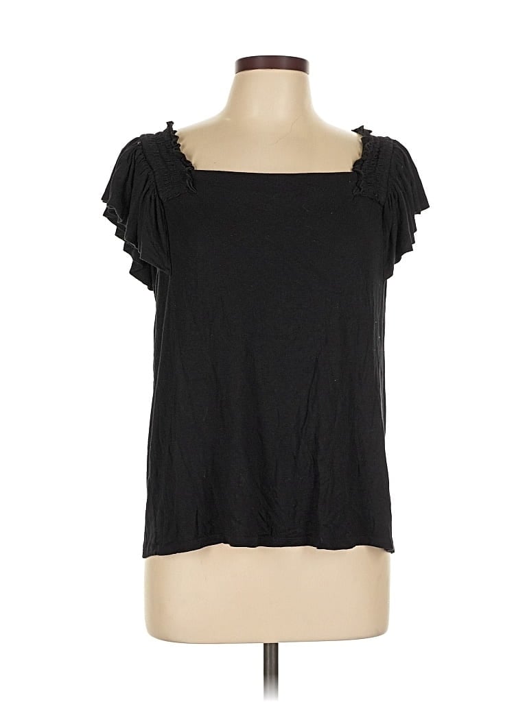 Click to view more detailed imagery on our partner's website Pre-owned Rafaella Short Sleeve Top Black Sweetheart Neckline Tops