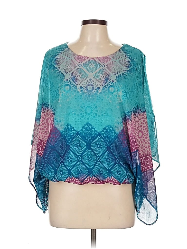 Click to view more detailed imagery on our partner's website Pre-owned Chico's 3/4 Sleeve Blouse In Blue