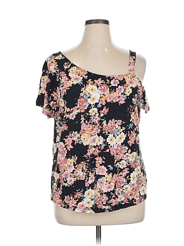 Pre-owned Maurices Short Sleeve Top Black Cold Shoulder Neckline Tops