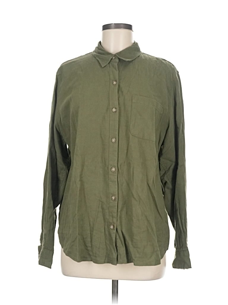 Pre-owned Universal Thread Long Sleeve Button Down Shirt In Green