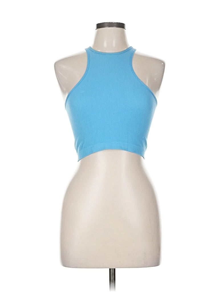 Pre-owned Out From Under Tank Top Blue Halter Neckline Tops