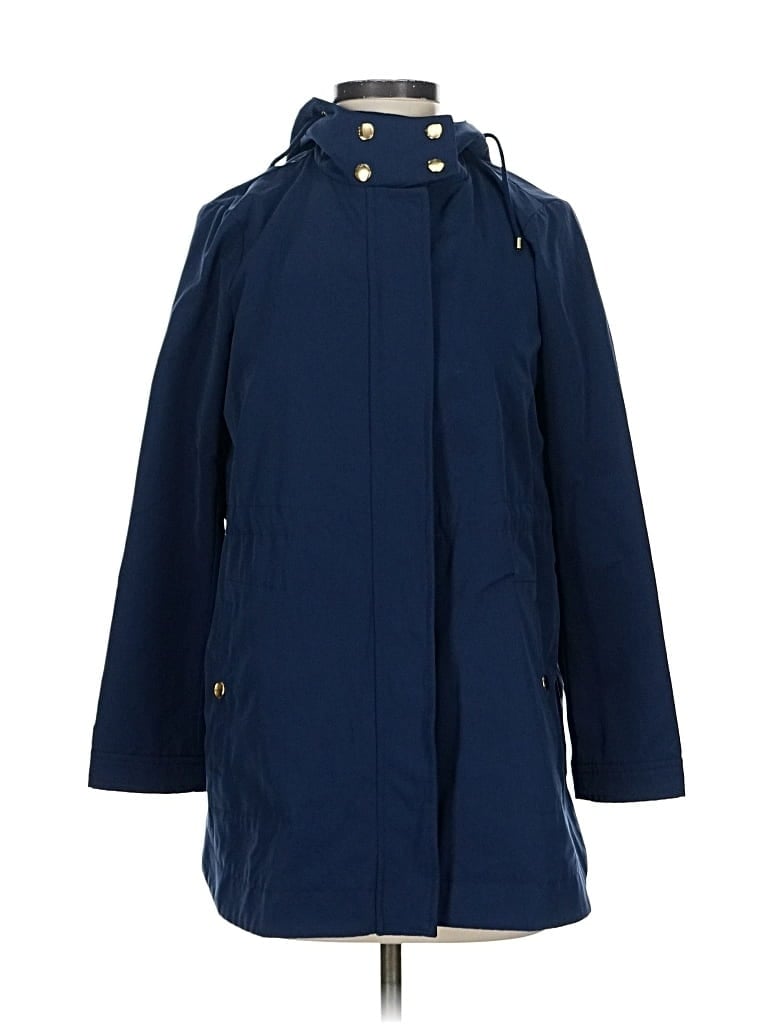 Pre-owned Ann Taylor Loft Raincoat In Blue