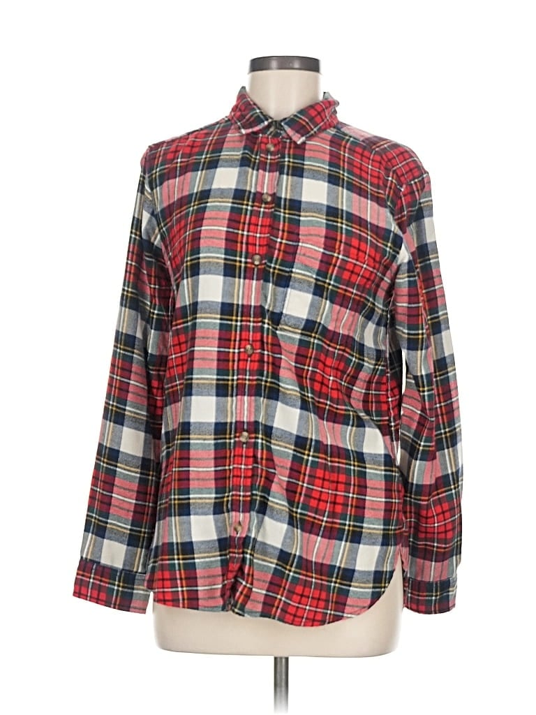 Pre-owned American Eagle Outfitters Long Sleeve Button Down Shirt In Red