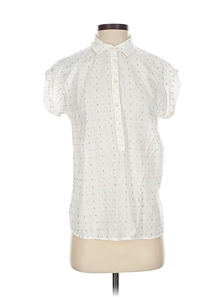 Pre-owned Ann Taylor Loft Short Sleeve Polo Shirt In White