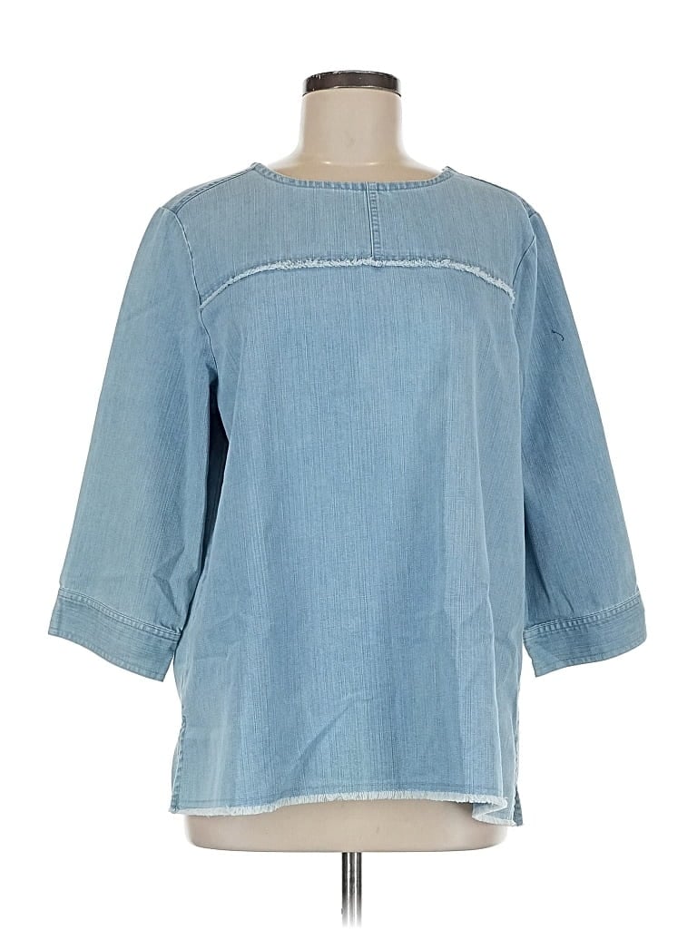 Pre-owned Martha Stewart 3/4 Sleeve Blouse In Blue