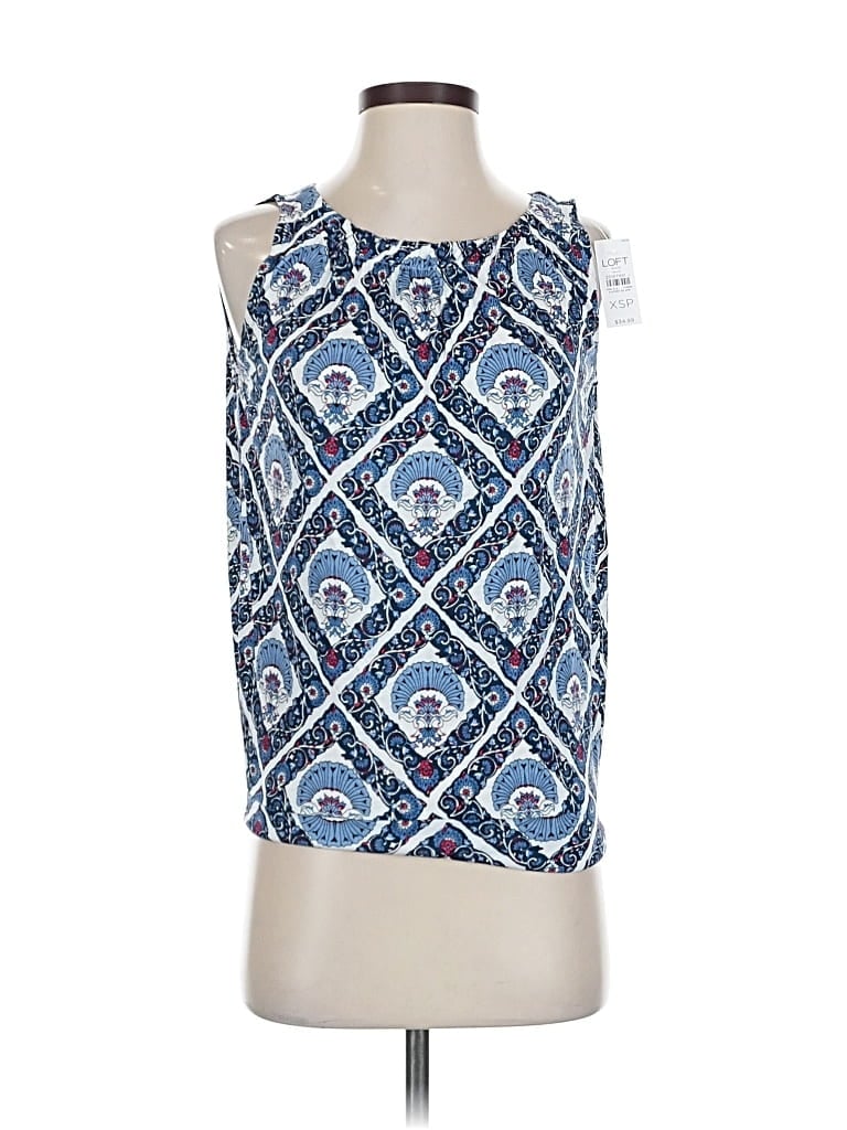 Ann Taylor Loft Outlet Sleeveless Top Blue Halter Neckline Tops