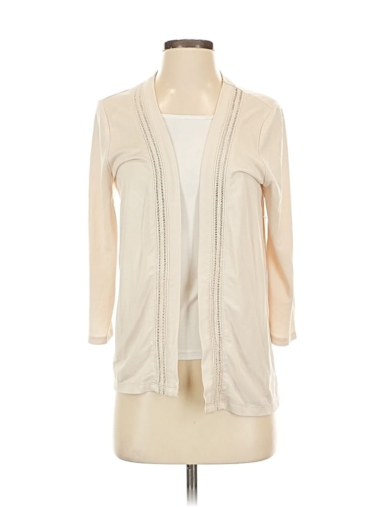 Pre-owned Easywear By Chico's Cardigan Sweater In White