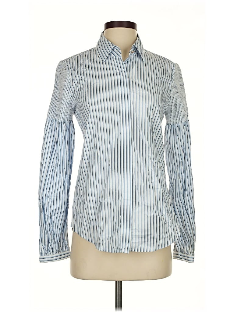 Pre-owned Donna Karan Long Sleeve Button Down Shirt In Blue