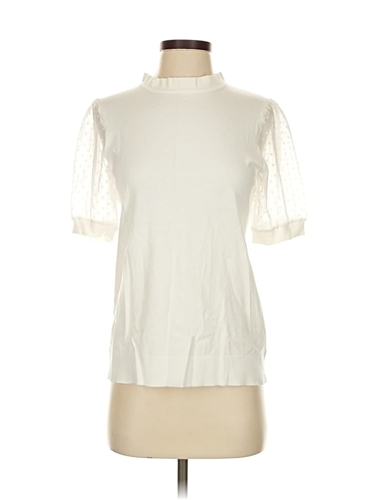 Pre-owned Adrianna Papell Short Sleeve Blouse In White