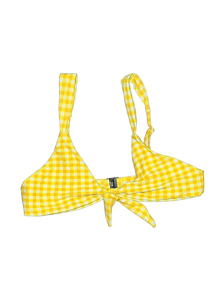 Pre-owned Blackbough Swimsuit Top Yellow Checkered/gingham Pattern Swimwear
