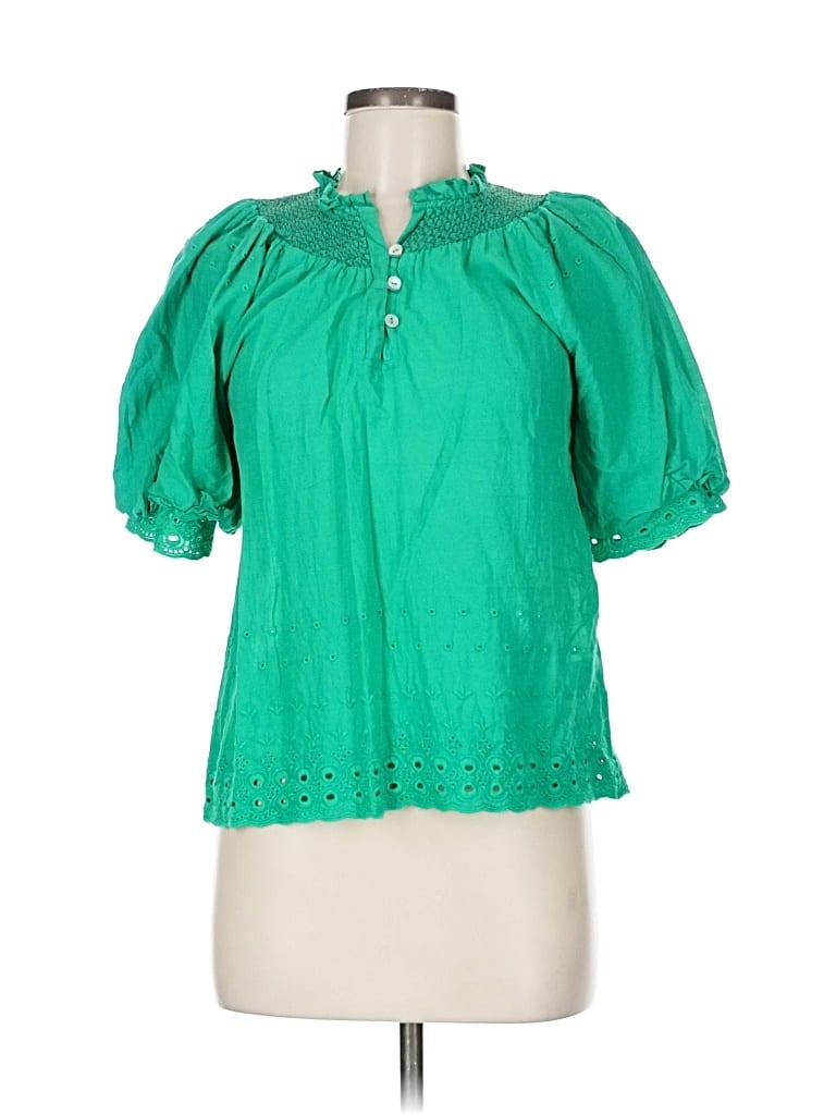 Pre-owned House Of Harlow 1960 Short Sleeve Blouse In Green