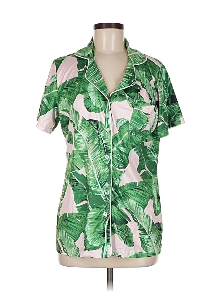 Pre-owned Ekouaer Short Sleeve Blouse In Green