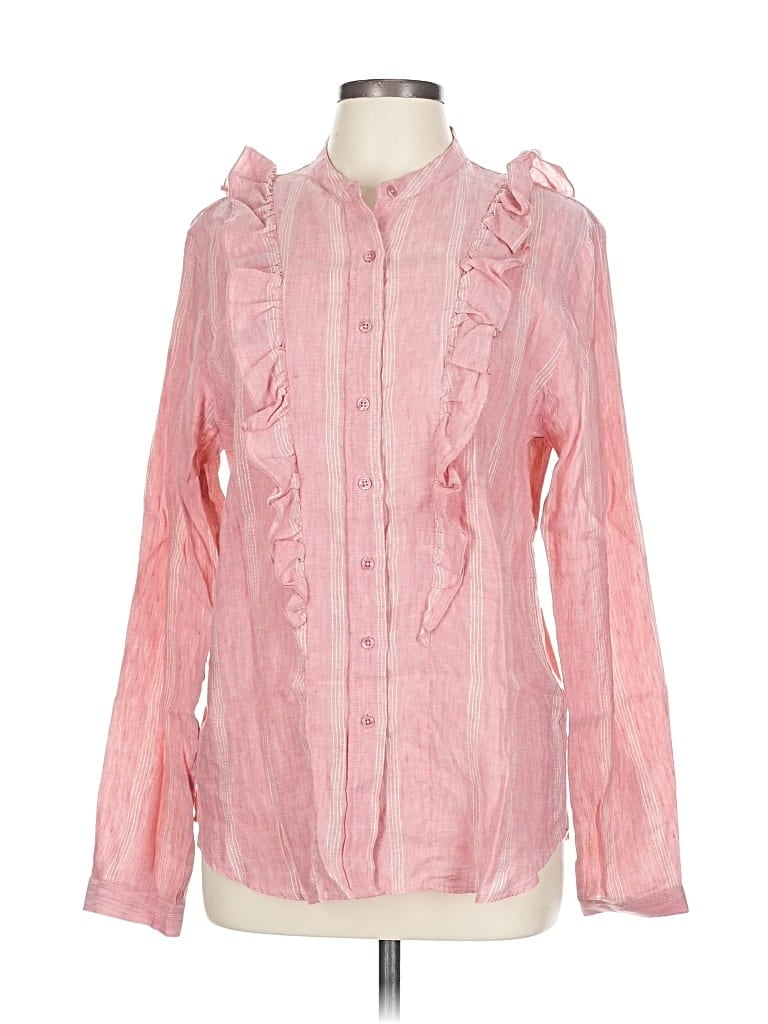 THE SHIRT BY ROCHELLE BEHRENS Pre-owned Long Sleeve Blouse In Pink