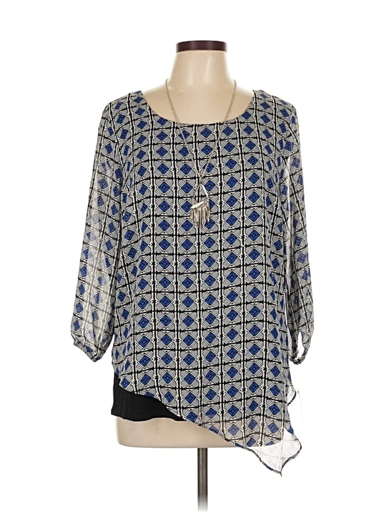 Ab Studio 3/4 Sleeve Blouse In Blue