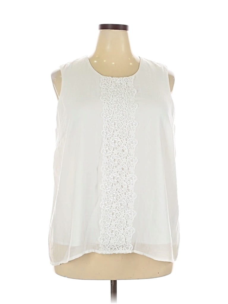 Pre-owned Coldwater Creek Sleeveless Blouse In White