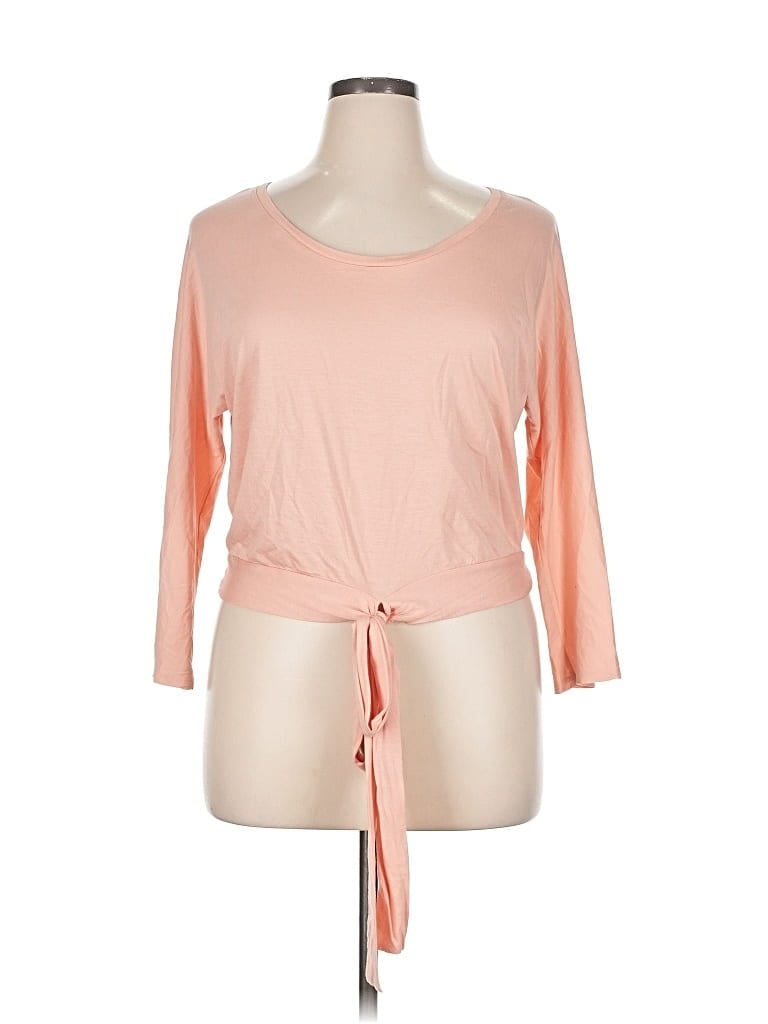 Click to view more detailed imagery on our partner's website Pre-owned Able 3/4 Sleeve Top Pink Tie Neck Tops