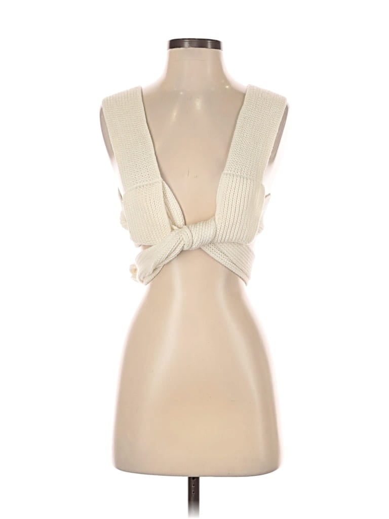 Pre-owned Beige Botany Sweater Vest In White