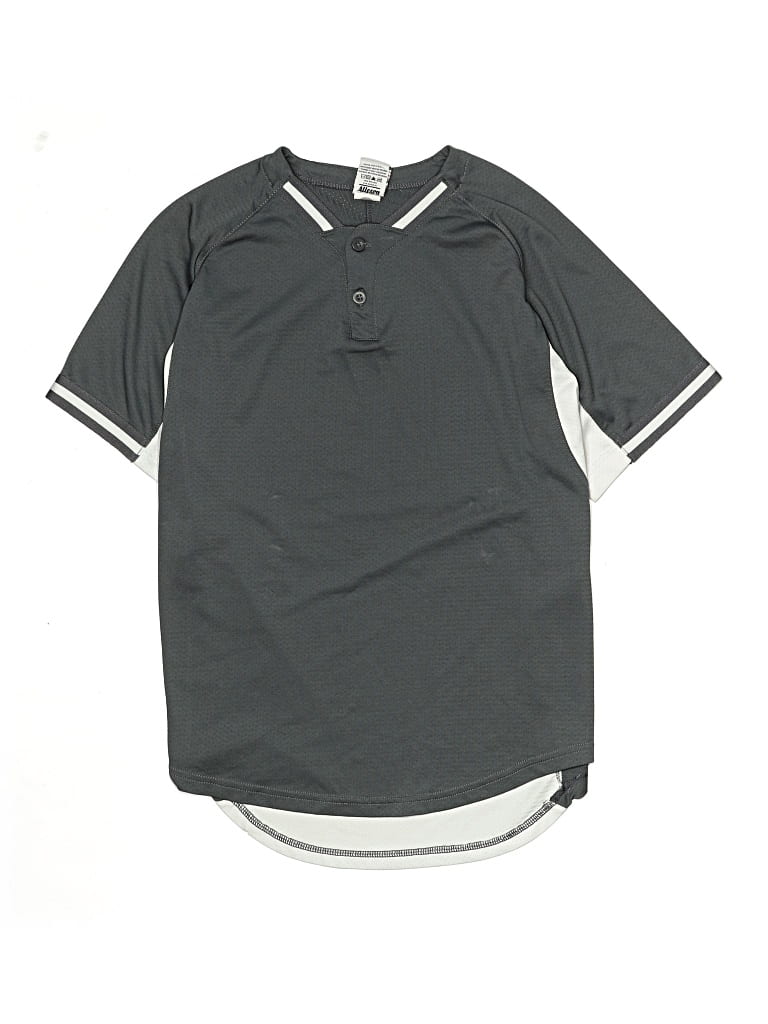 Click to view more detailed imagery on our partner's website Pre-owned Alleson Athletic Kids' Short Sleeve Henley Shirt In Gray
