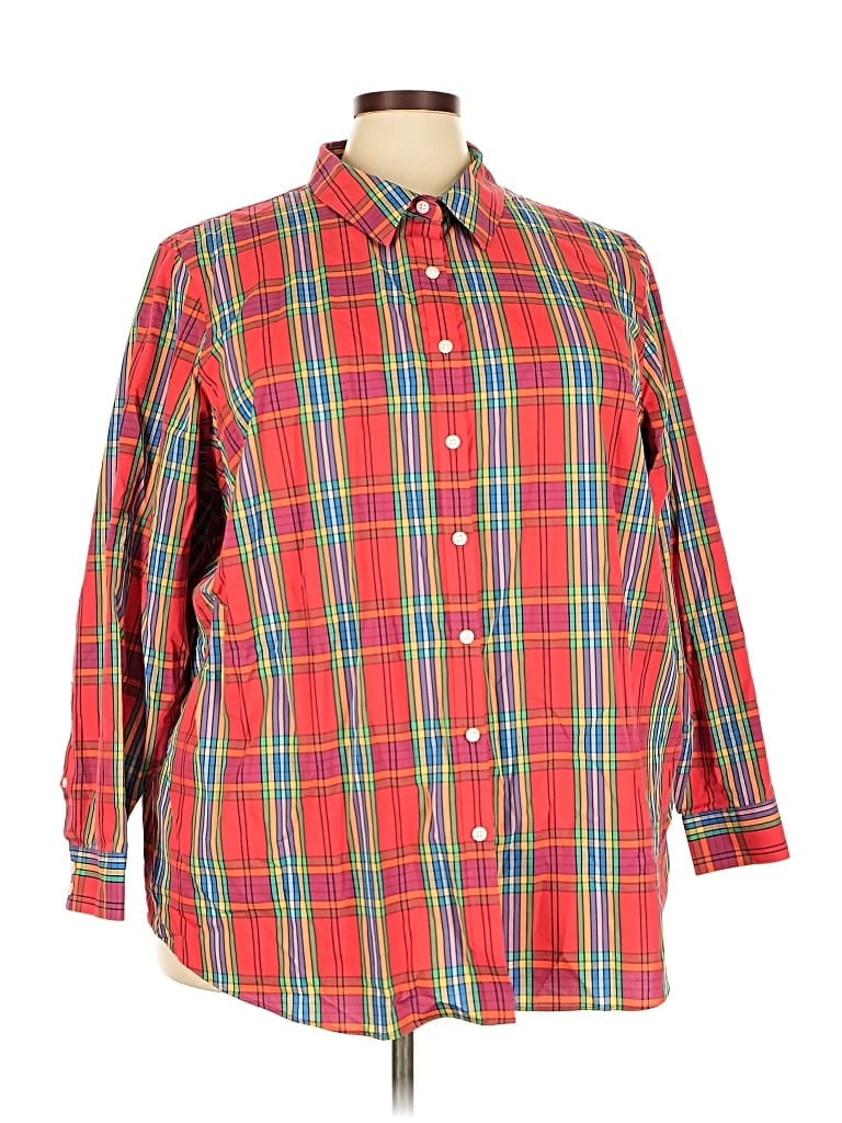 Click to view more detailed imagery on our partner's website Pre-owned Lands' End Long Sleeve Button Down Shirt In Red
