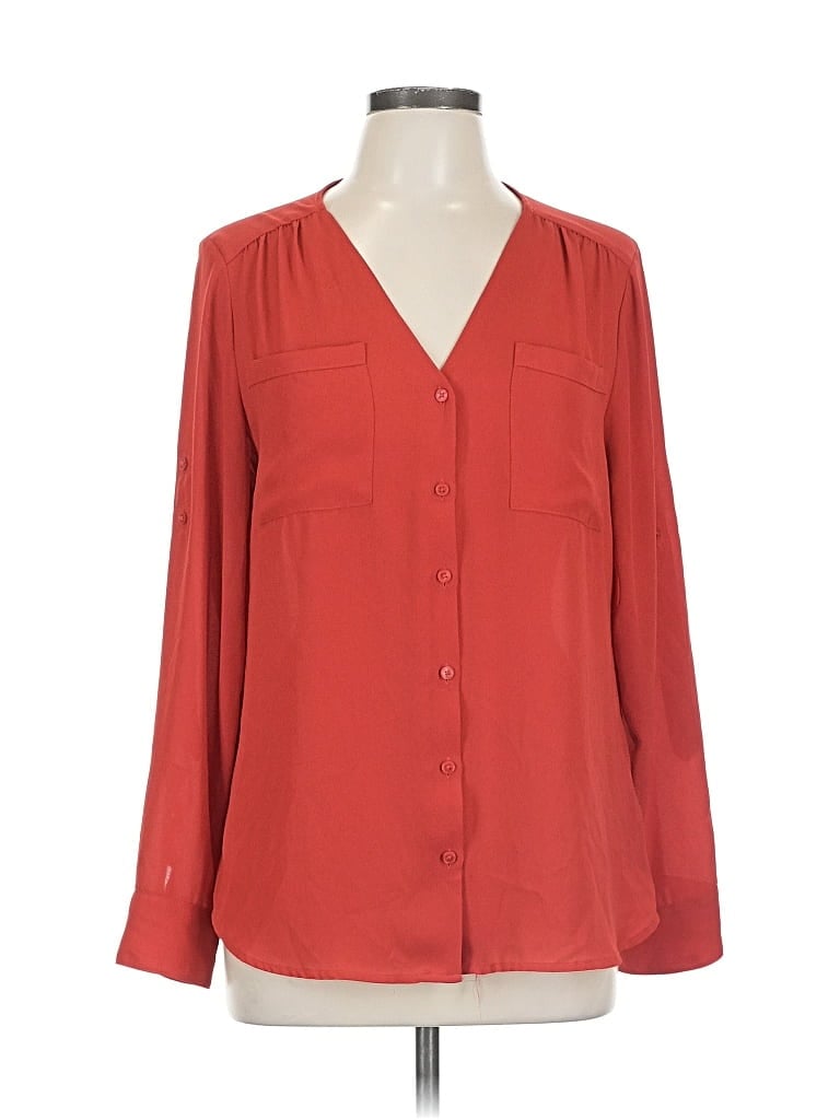 Pre-owned Express Long Sleeve Blouse In Red