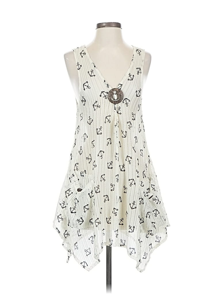 PARADISE Pre-owned Tank Top Ivory Halter Neckline Tops In White