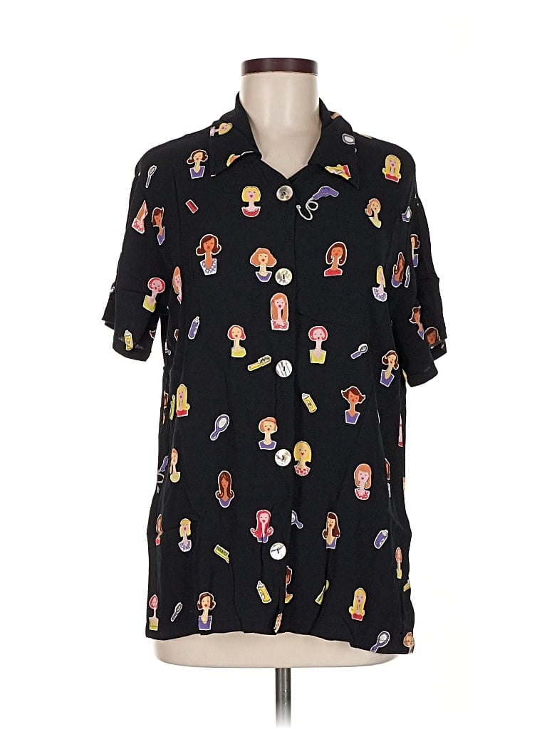 Pre-owned David Dart Short Sleeve Button Down Shirt In Black