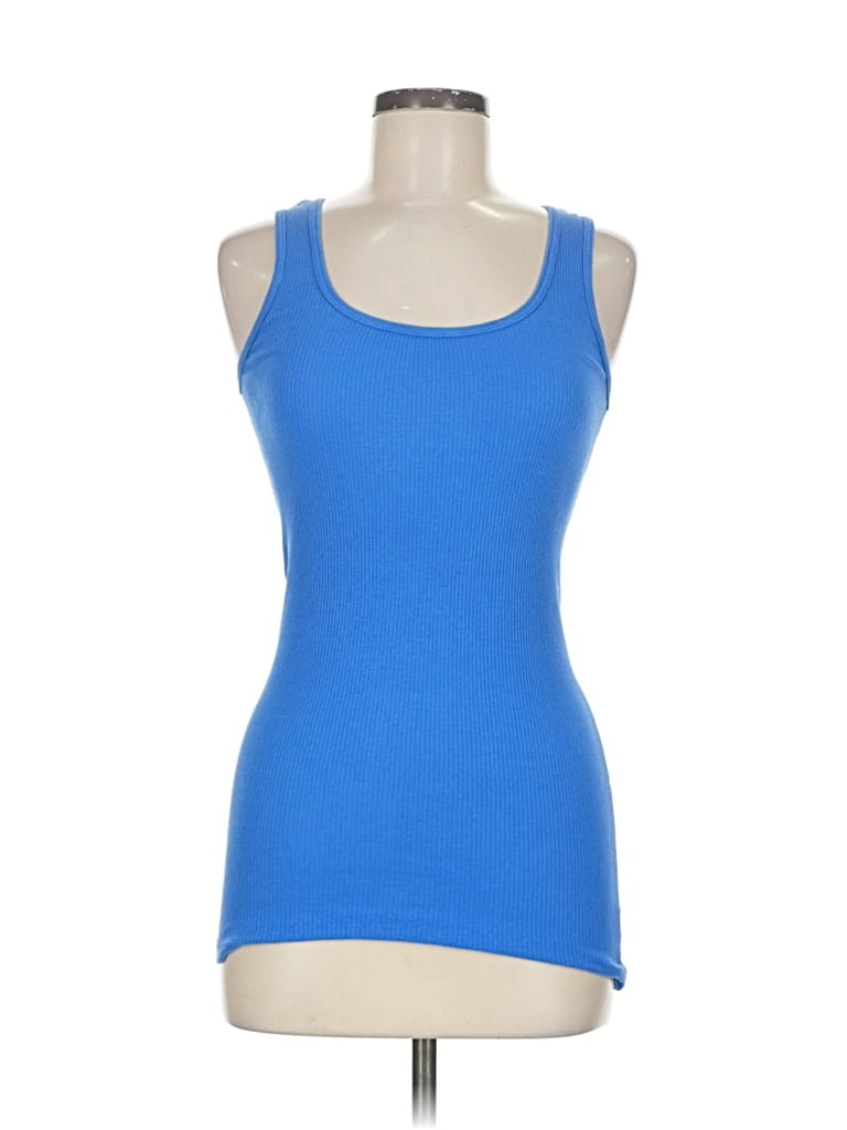 Pre-owned Michael Stars Tank Top Blue Square Neckline Tops